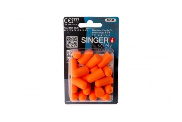 Bouchons d'oreille Singer Safety 38 dB Blister 10 Paires