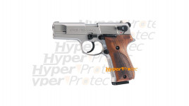 Pistolet alarme P88 nickel crosse bois 9 mm