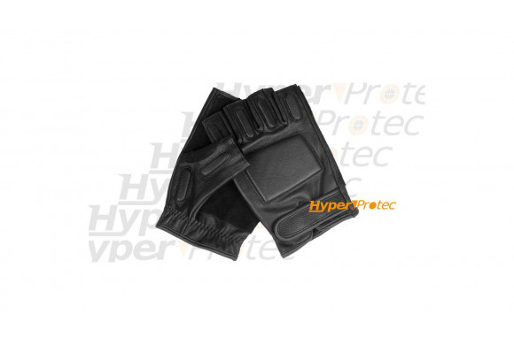 Mitaines Taille L (gants sans doigt) noires en cuir