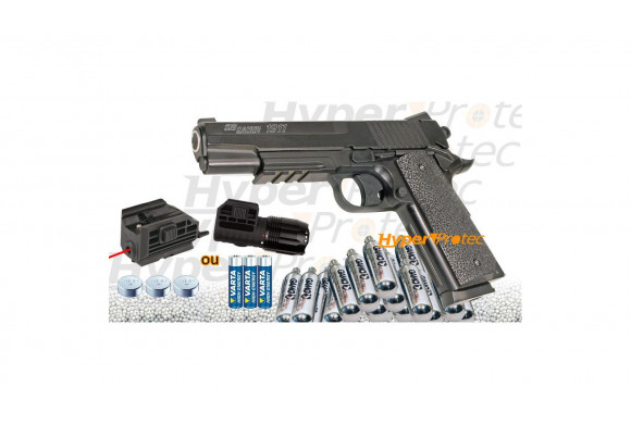 Pack Sig Sauer 1911 airsoft CO2 culasse métal +laser +co2 +bille