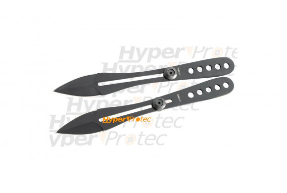 2 couteaux de lancer noirs identiques réglables - 21 cm