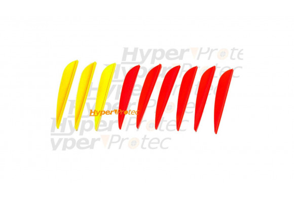 Plumes en plastique paraboliques jaunes et rouges (x9)