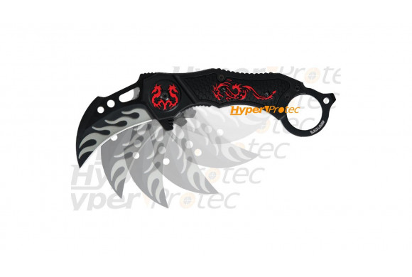 Couteau Kerambit ouverture assistée double dragon - Black Legion