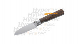 Grand couteau de camping lame lisse manche bois - 25 cm