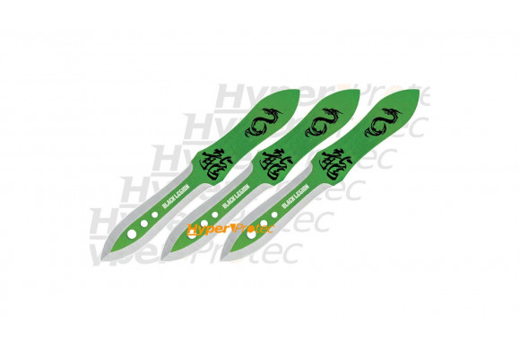 Set de 3 couteaux de lancer Black Legion vert Emerald - 21 cm