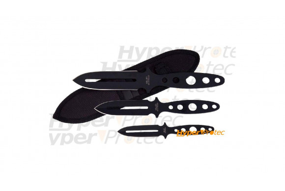 Set de 3 Couteaux de lancer Black Night avec étui