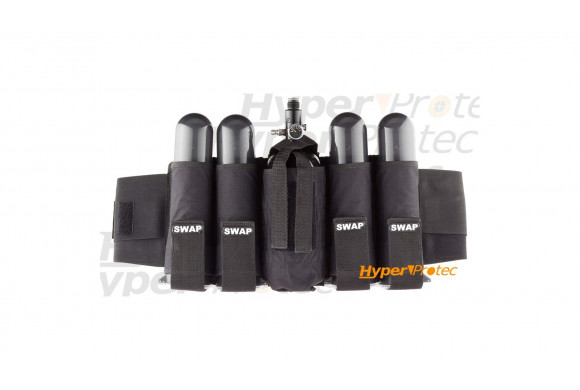 Harnais pour 4 pots et une bouteille paintball SWAP noir