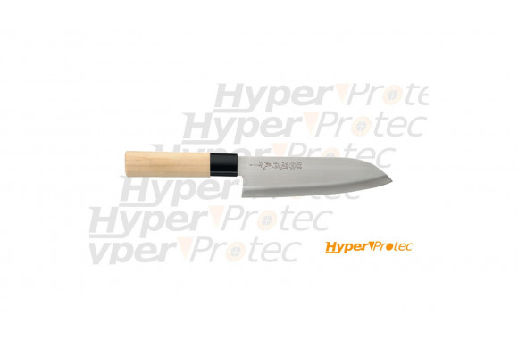 Couteau japonais en manche bois naturel Santoku - 17cm