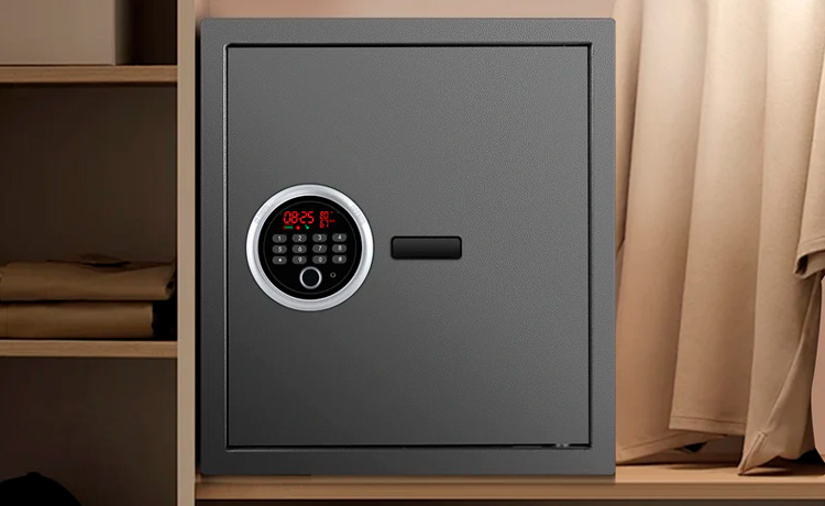 Coffre-fort placé dans une armoire.